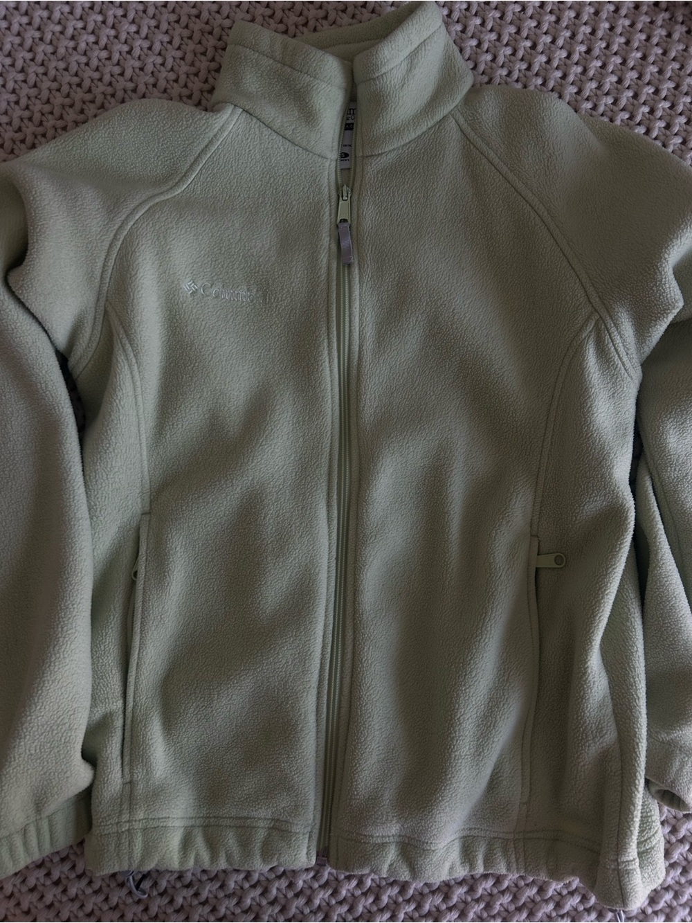 Columbia Fleece Zip-Up Jacket – Women’s Small – Light Sage Green